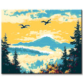 Painting by Numbers Art Nature Geese Fly Over The Mountains At Sunrise